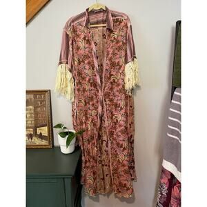 Free People Watching Waves Maxi Shirtdress In Mauve Combo